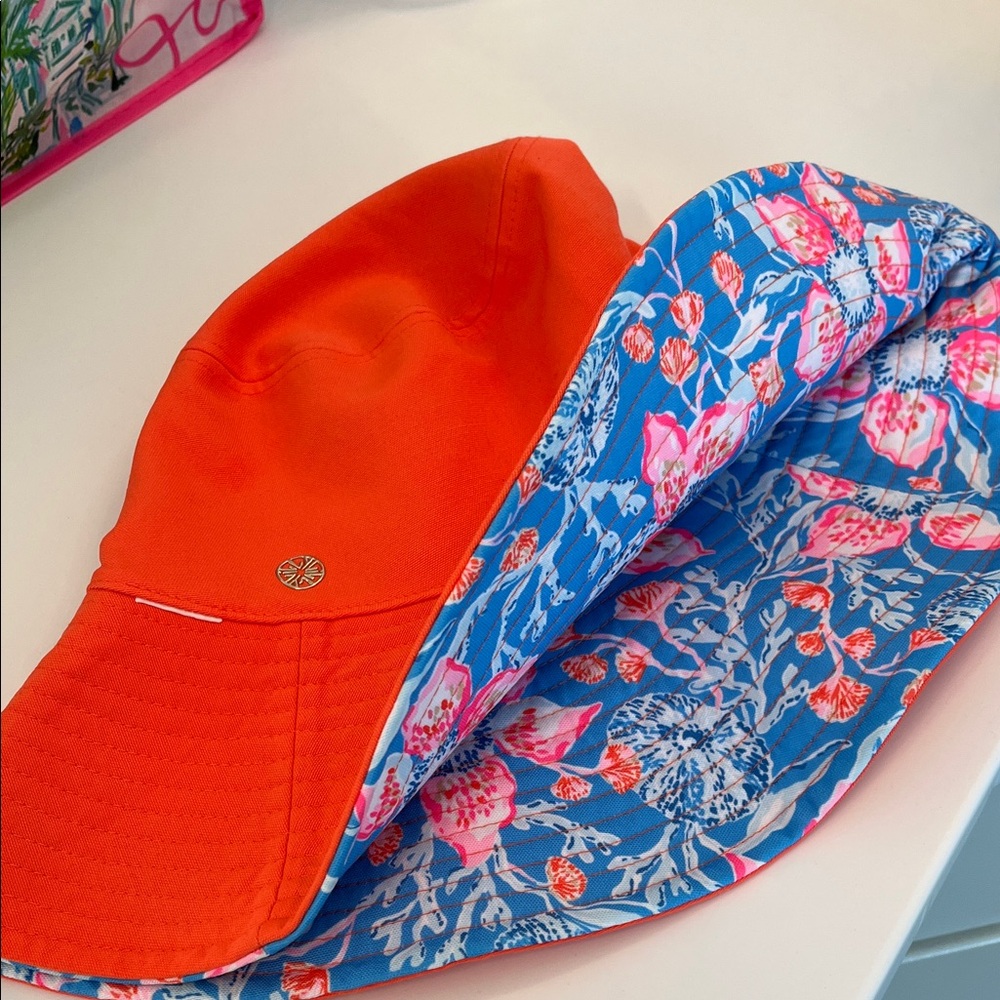 Lilly Pulitzer Orange and Blue Reversible Sun Hat